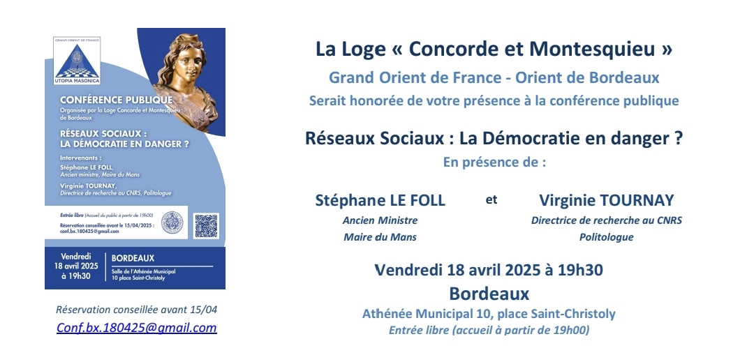 Conférence le 18 avril 2025. RESEAUX SOCIAUX : LA DEMOCRATIE EN DANGER ?